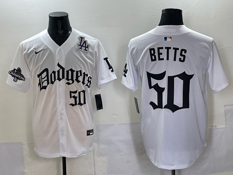 Men Los Angeles Dodgers #50 Betts white Nike 2025 MLB jersey 009